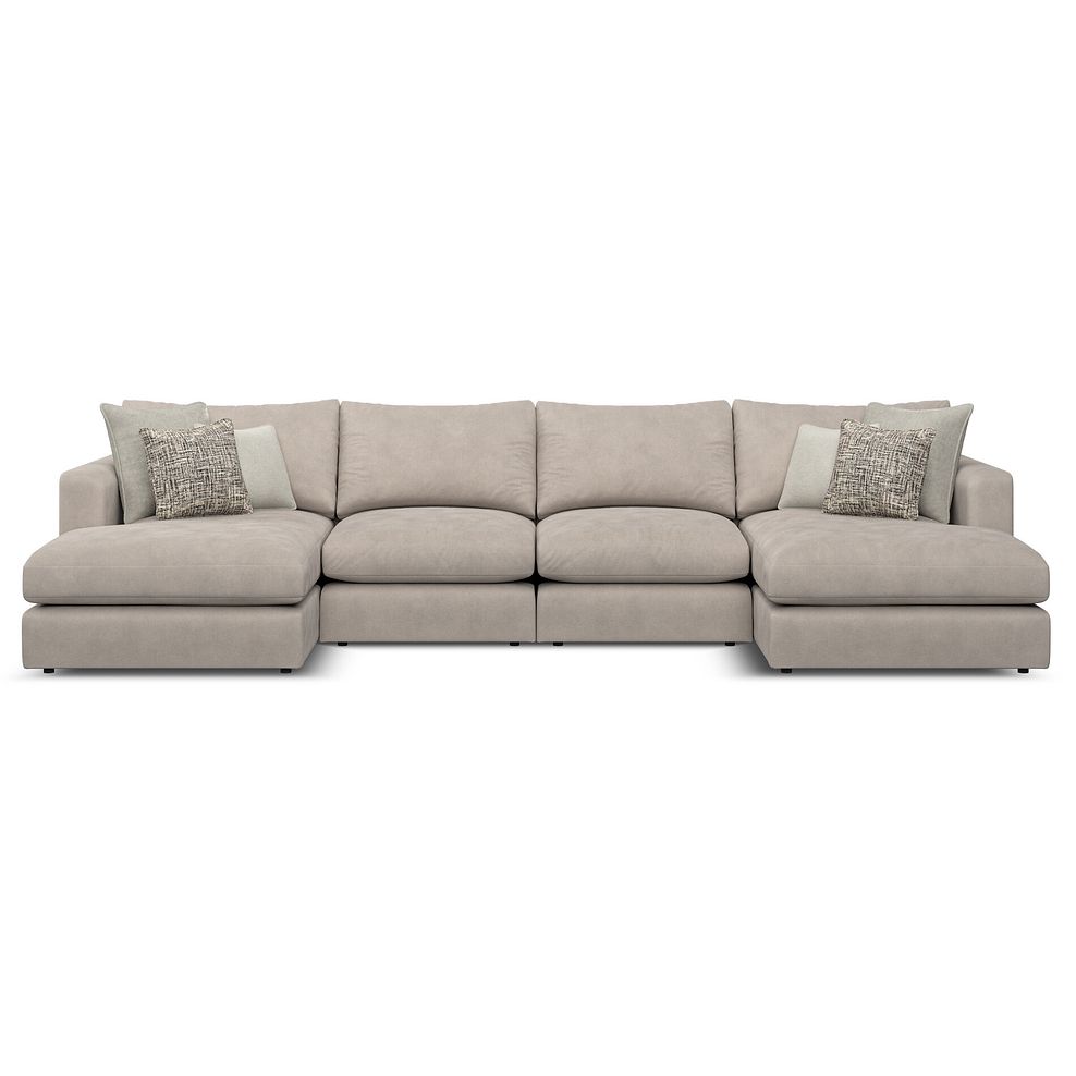 Elston Modular 4 Seater U-Shape Chaise Sofa in Penny Mid Grey Fabric - Group 17 2