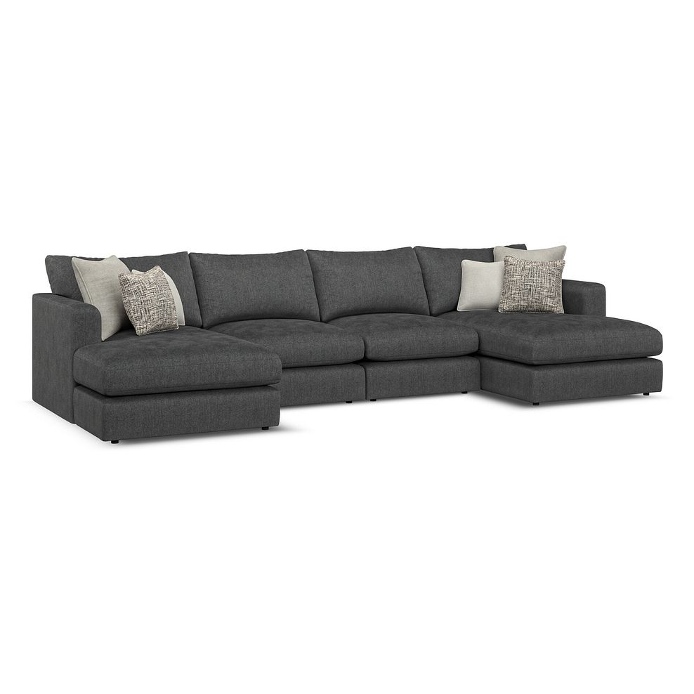 Elston Modular 4 Seater U-Shape Chaise Sofa in Penny Whisp Fabric - Group 17 1