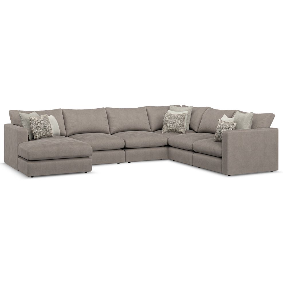 Elston Modular 6 Seater Left Hand Corner Sofa with Chaise in Penny Clay Fabric - Group 18 1