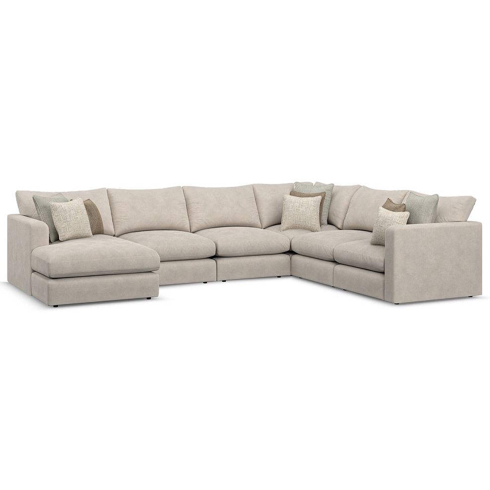 Elston Modular 6 Seater Left Hand Corner Sofa with Chaise in Penny Dove Fabric - Group 18 1