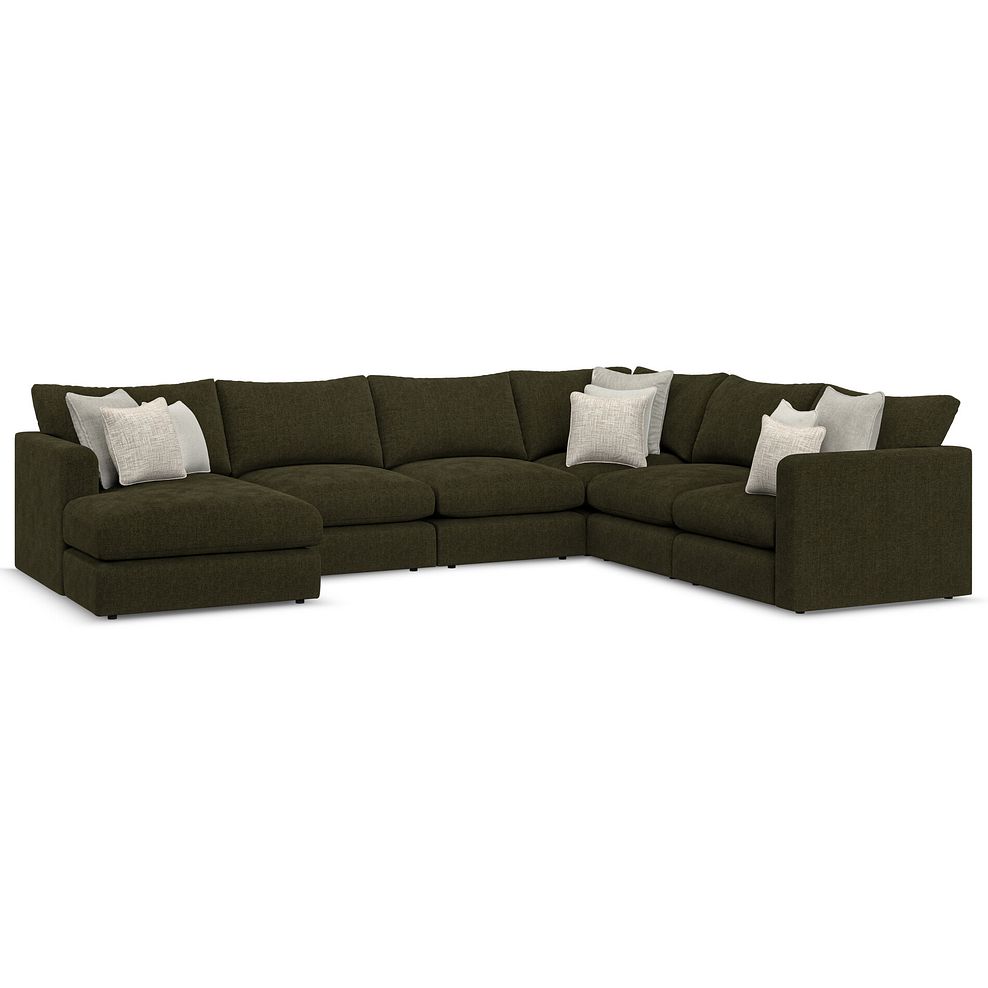 Elston Modular 6 Seater Left Hand Corner Sofa with Chaise in Penny Forest Fabric - Group 18 1