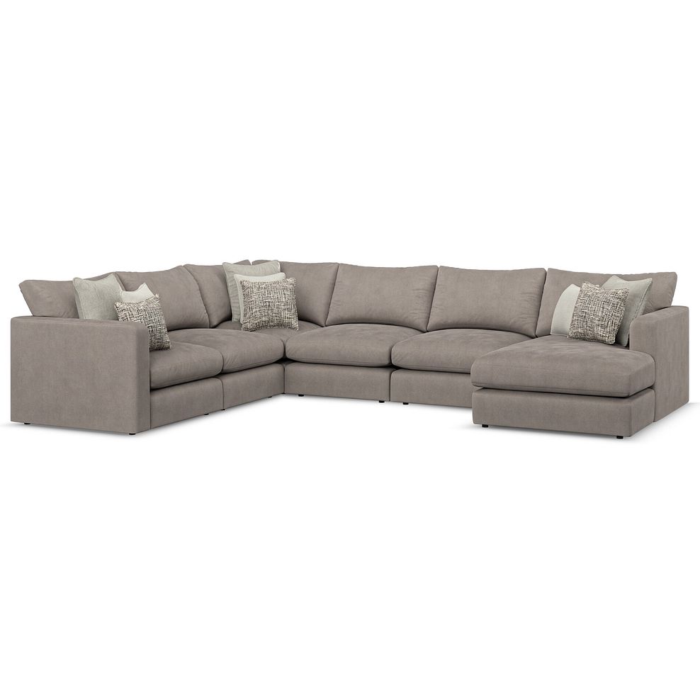 Elston Modular 6 Seater Right Hand Corner Sofa with Chaise in Penny Clay Fabric - Group 19 1