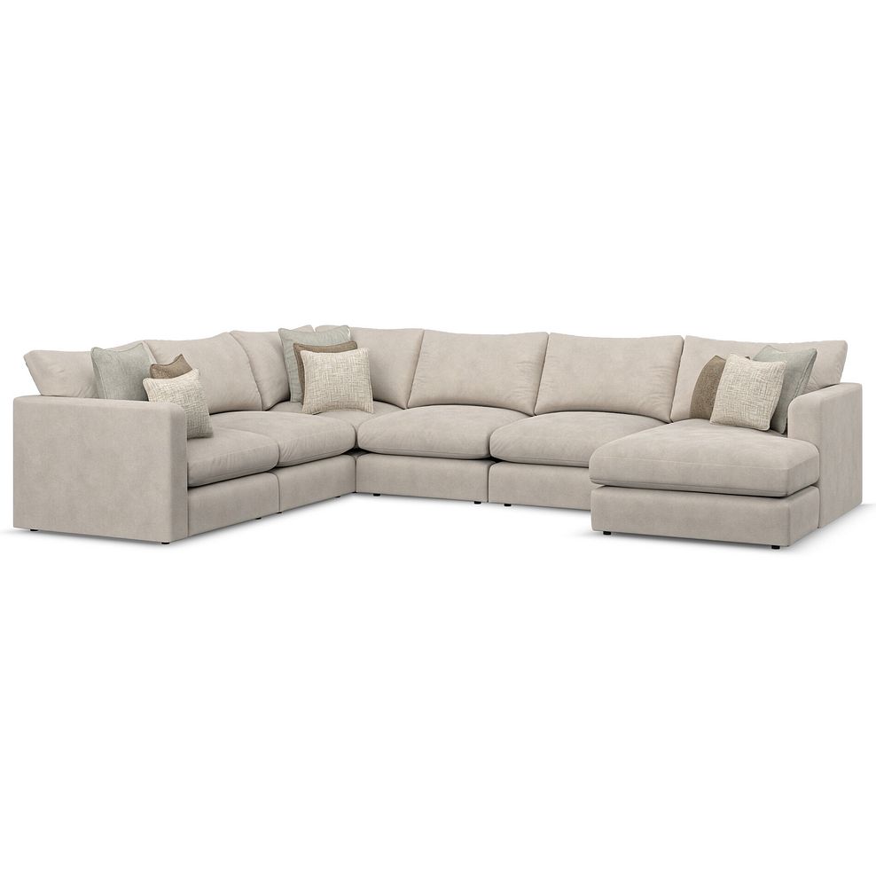 Elston Modular 6 Seater Right Hand Corner Sofa with Chaise in Penny Dove Fabric - Group 19 1