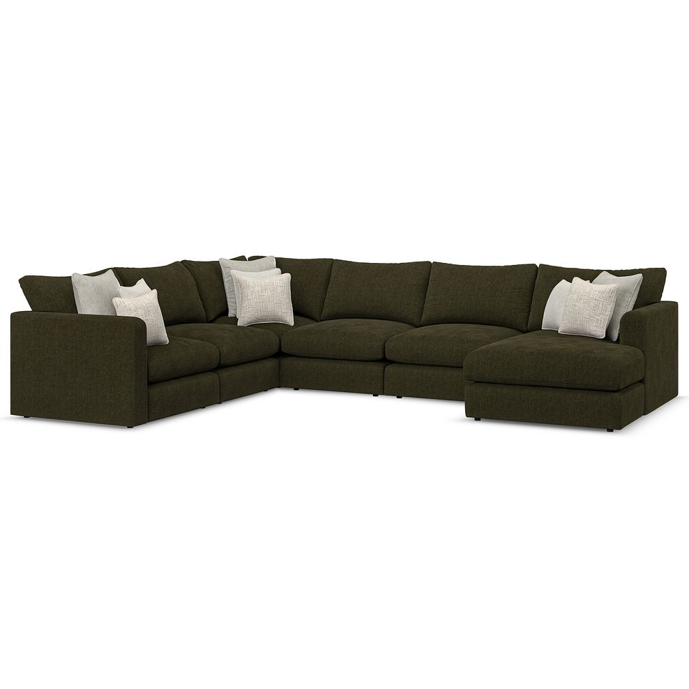 Elston Modular 6 Seater Right Hand Corner Sofa with Chaise in Penny Forest Fabric - Group 19 1