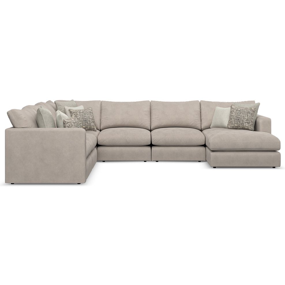 Elston Modular 6 Seater Right Hand Corner Sofa with Chaise in Penny Mid Grey Fabric - Group 19 2