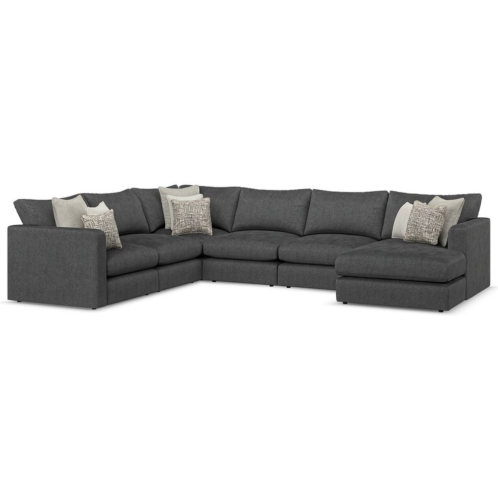 Elston Modular 6 Seater Right Hand Corner Sofa with Chaise in Penny Whisp Fabric - Group 19 1