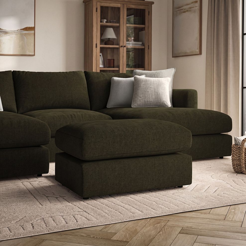 Elston Small Fender Footstool in Penny Forest Fabric 1