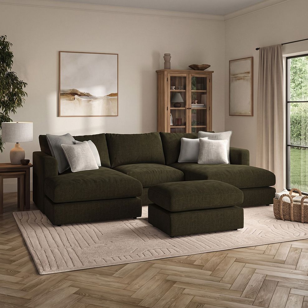 Elston Small Fender Footstool in Penny Forest Fabric 2