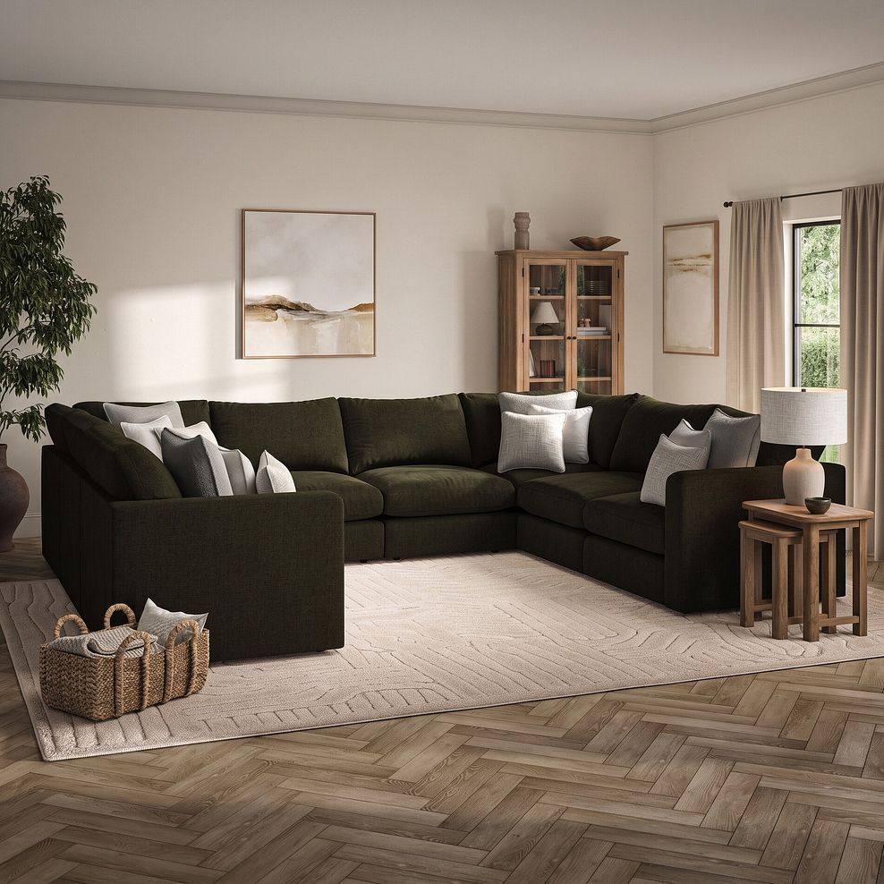 Elston Small U-Shape Modular Corner Sofa in Penny Forest Fabric - Group 10 1