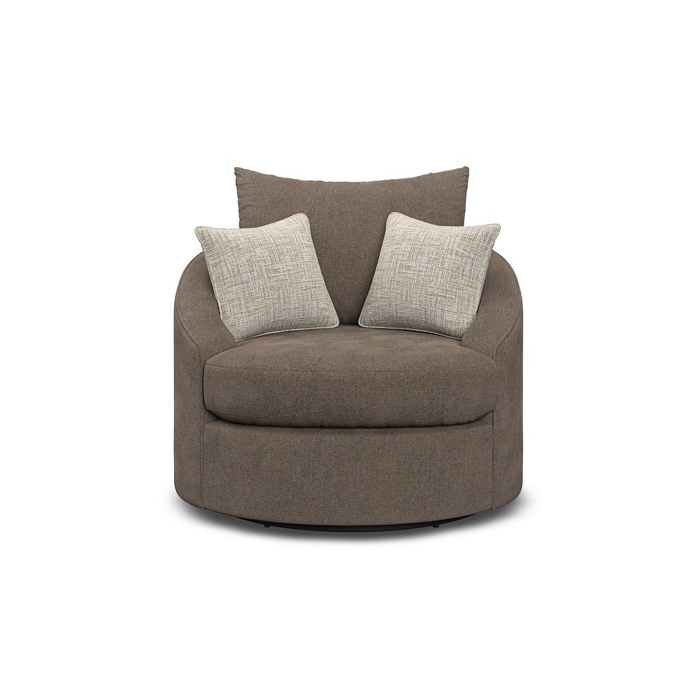 Elston Swivel Cuddler Chair in Penny Burrow Fabric 2
