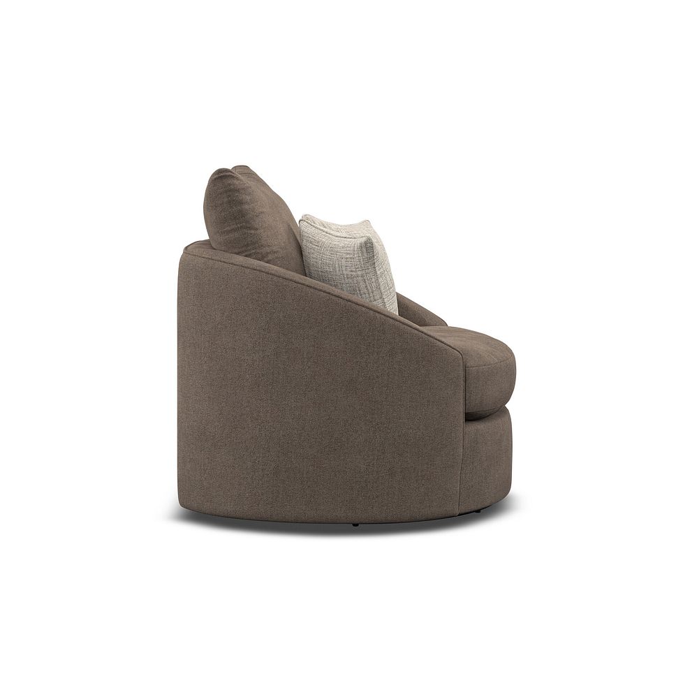 Elston Swivel Cuddler Chair in Penny Burrow Fabric 4