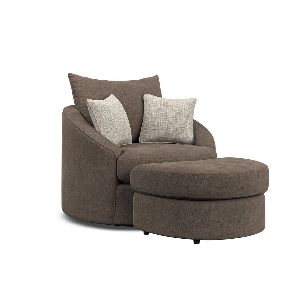 Elston Swivel Cuddler Chair in Penny Burrow Fabric 5