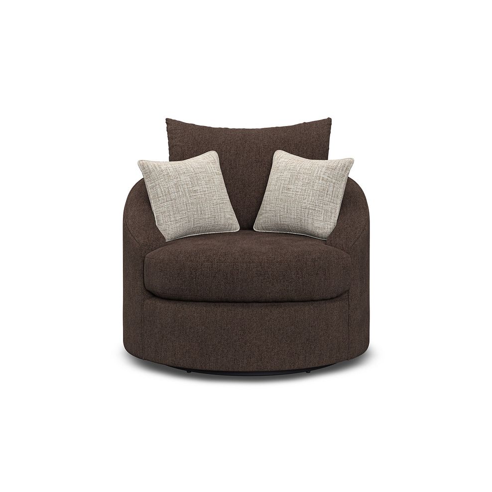 Elston Swivel Cuddler Chair in Penny Cacao Fabric 2