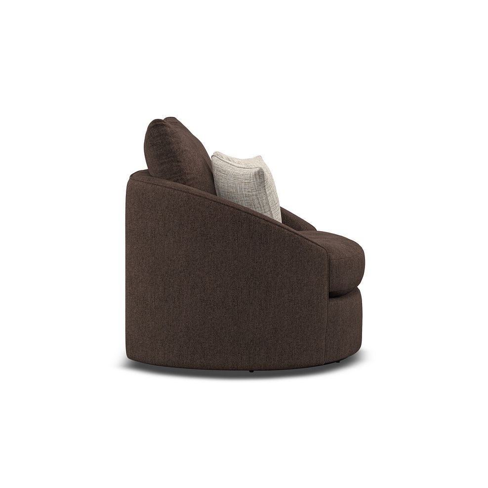 Elston Swivel Cuddler Chair in Penny Cacao Fabric 4