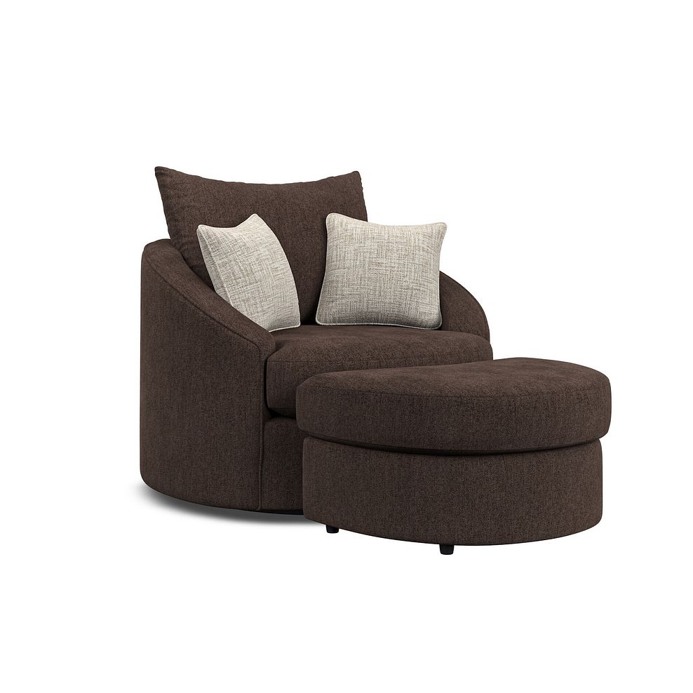 Elston Swivel Cuddler Chair in Penny Cacao Fabric 5
