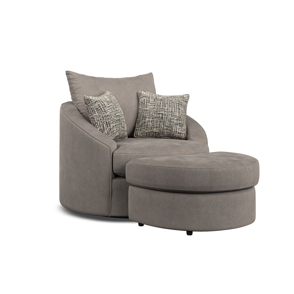 Elston Swivel Cuddler Chair in Penny Clay Fabric 5