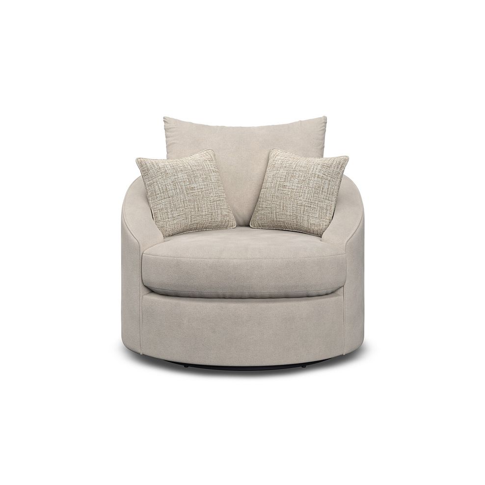 Elston Swivel Cuddler Chair in Penny Dove Fabric 2