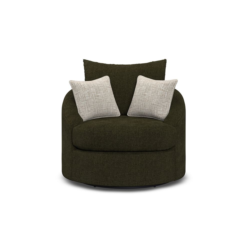 Elston Swivel Cuddler Chair in Penny Forest Fabric 2
