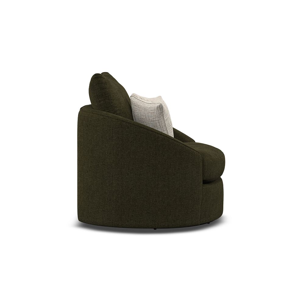 Elston Swivel Cuddler Chair in Penny Forest Fabric 4