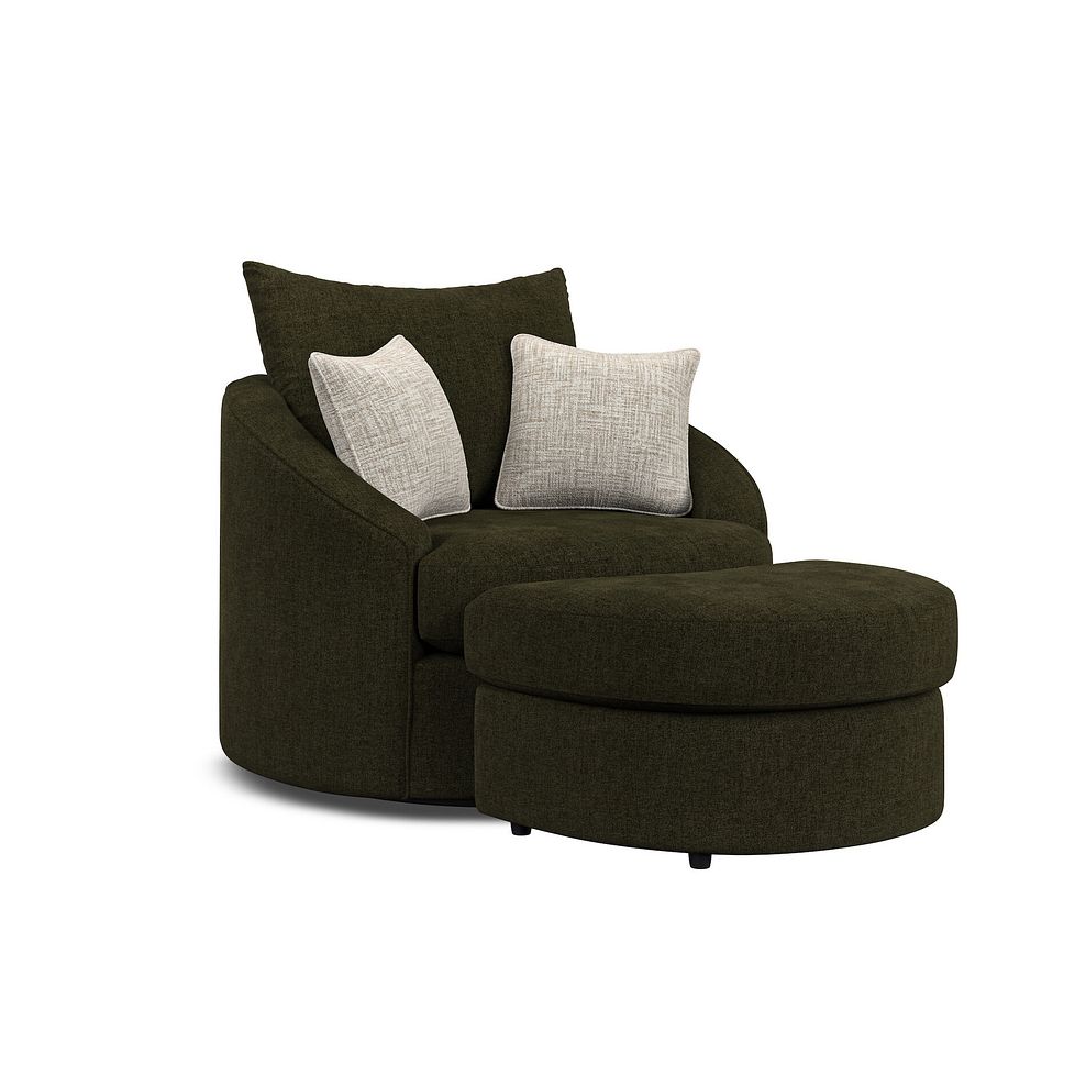 Elston Swivel Cuddler Chair in Penny Forest Fabric 5