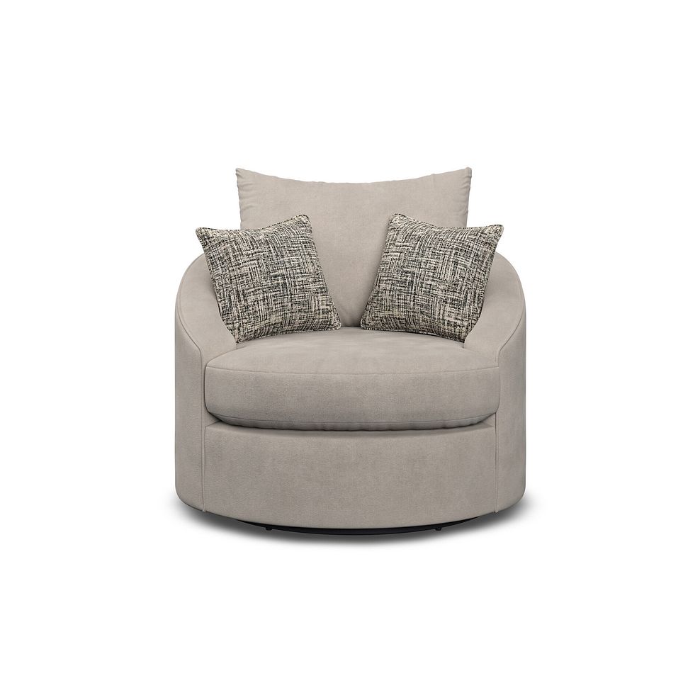 Elston Swivel Cuddler Chair in Penny Mid Grey Fabric 2