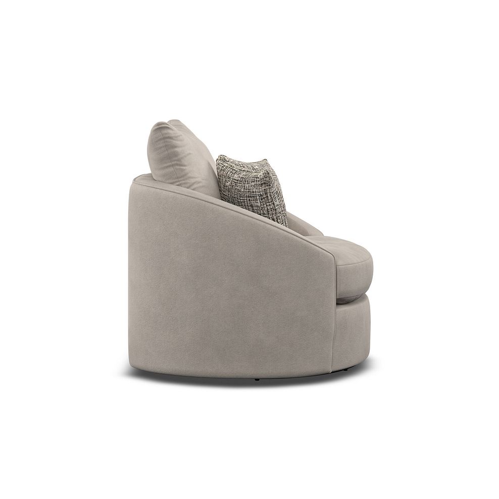 Elston Swivel Cuddler Chair in Penny Mid Grey Fabric 4