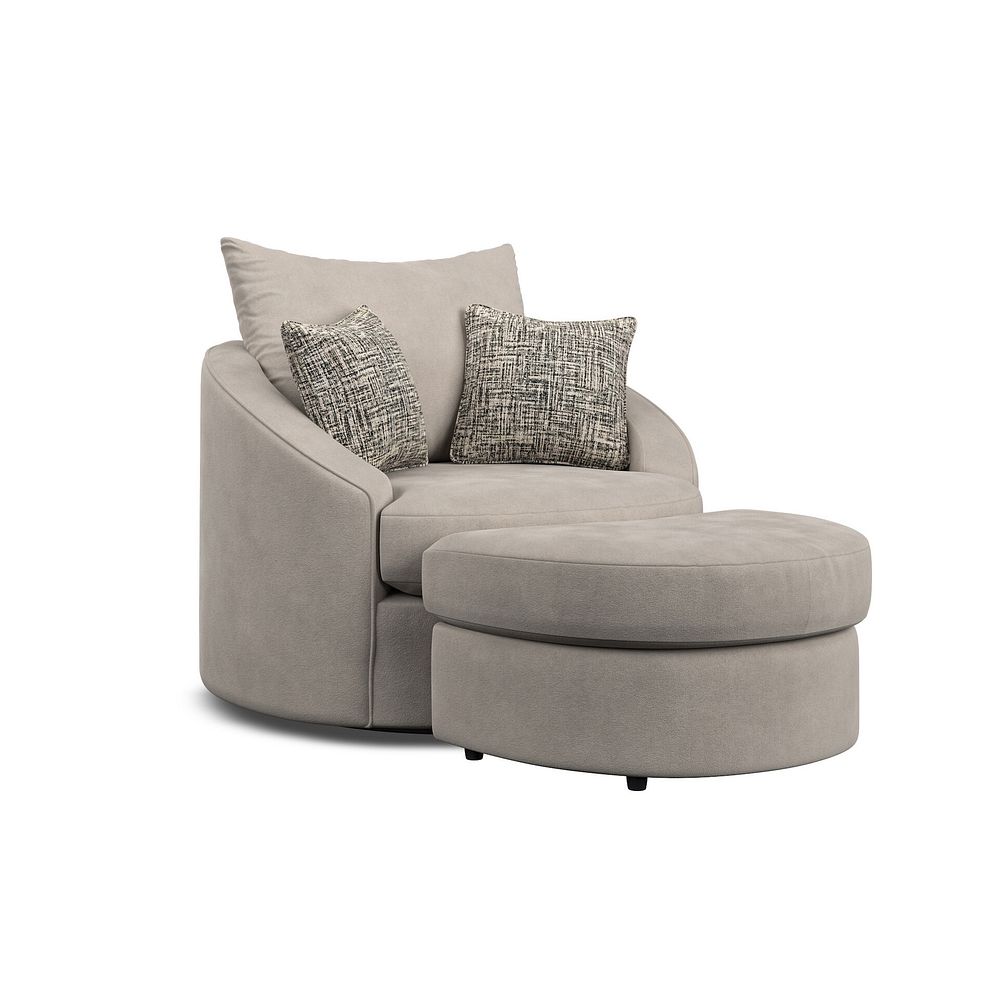 Elston Swivel Cuddler Chair in Penny Mid Grey Fabric 5