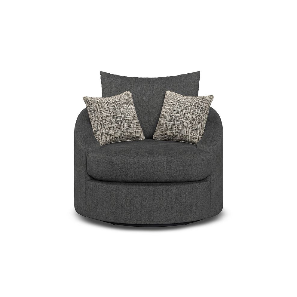 Elston Swivel Cuddler Chair in Penny Whisp Fabric 2