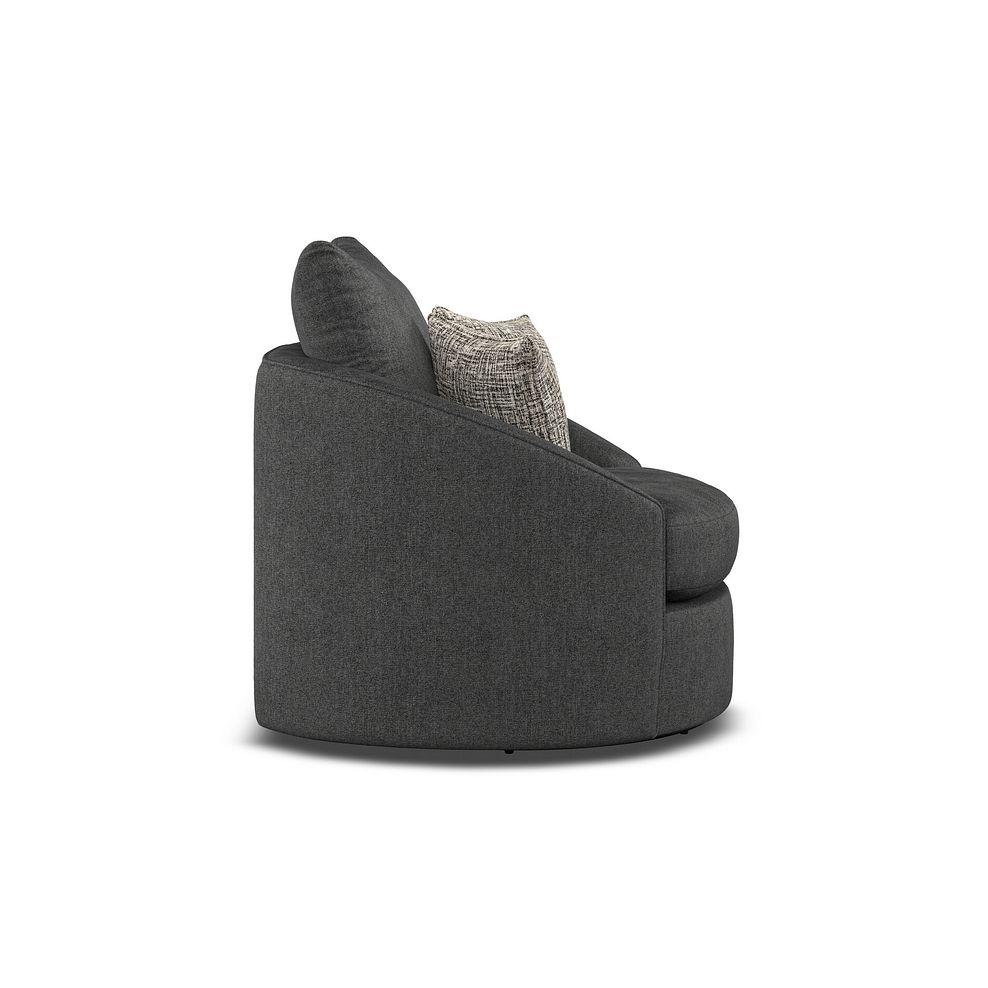Elston Swivel Cuddler Chair in Penny Whisp Fabric 4