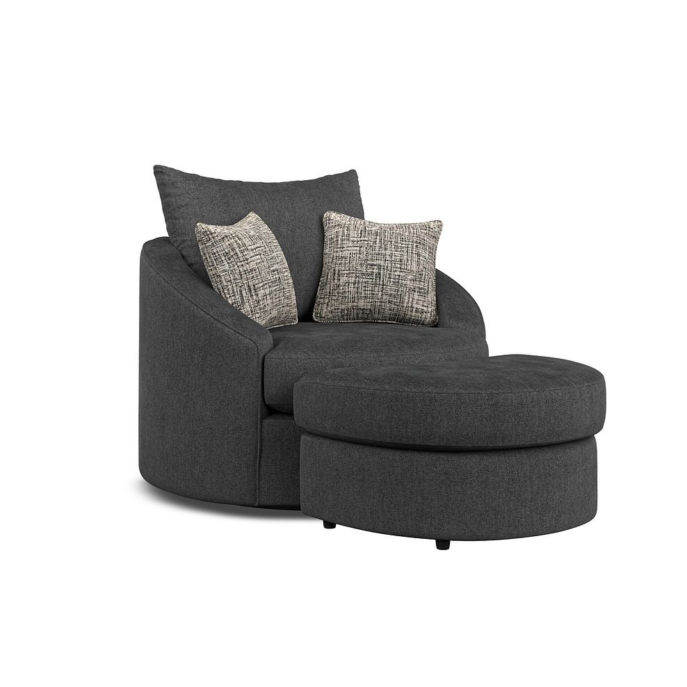 Elston Swivel Cuddler Chair in Penny Whisp Fabric 5