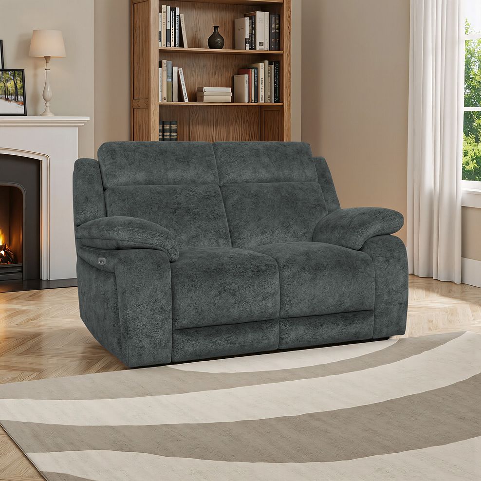 Emerson 2 Seater Electric Recliner Sofa in Dapple Grey Fabric 1