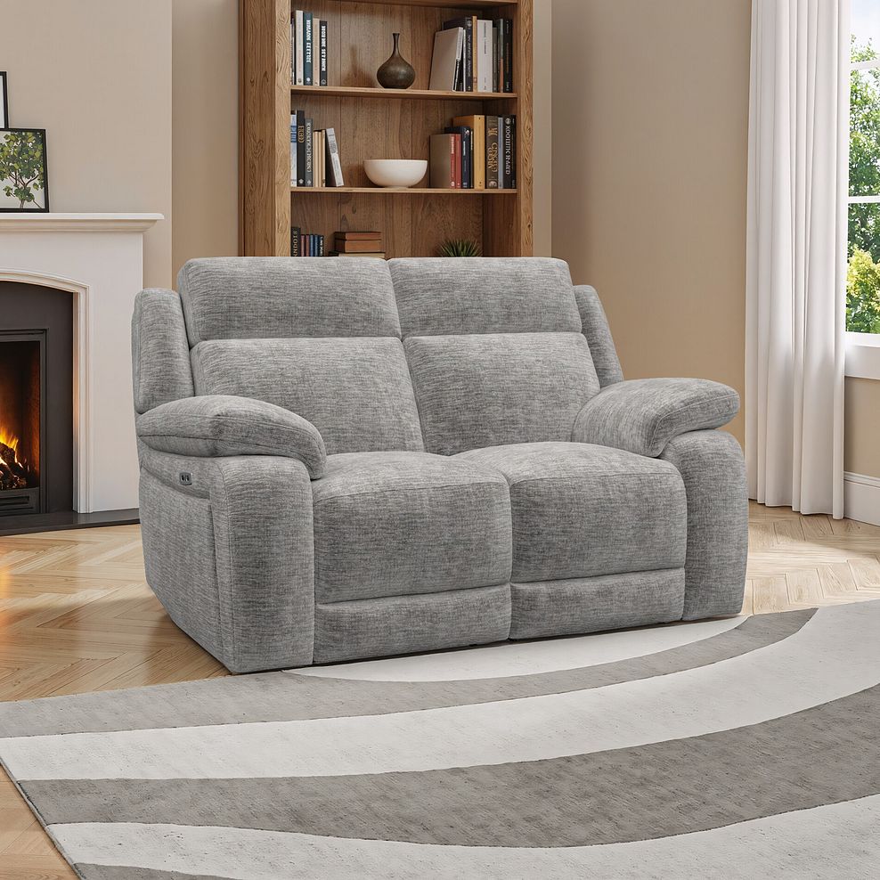 Emerson 2 Seater Electric Recliner Sofa in Luxe Grey Fabric 1