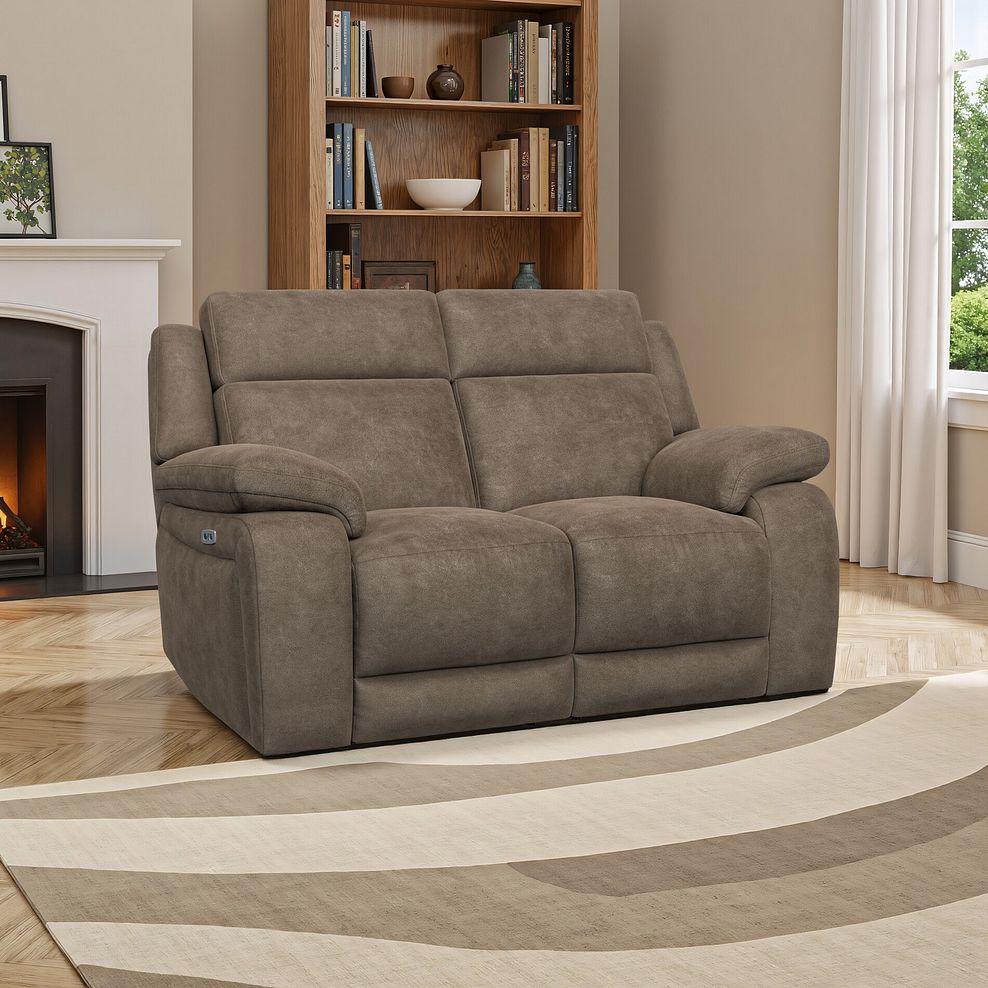 Emerson 2 Seater Electric Recliner Sofa in Miller Earth Brown Fabric 1