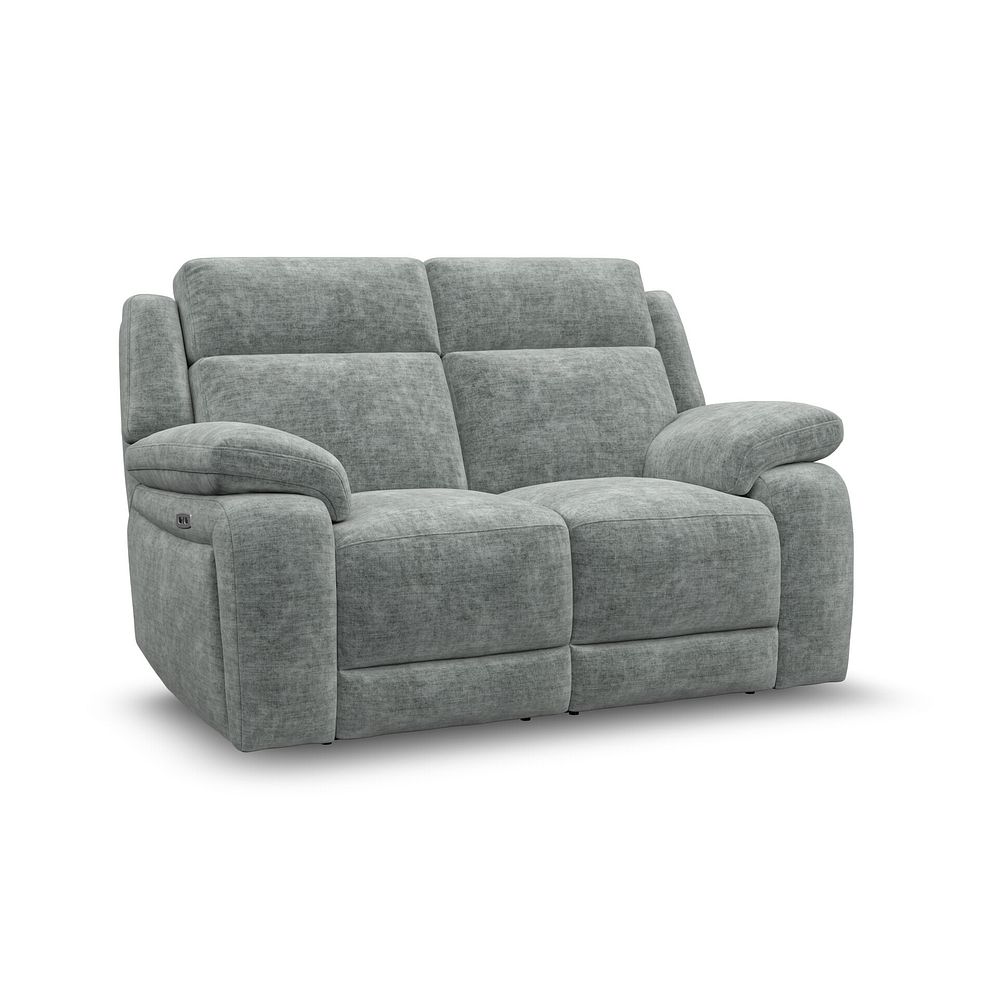 Emerson 2 Seater Electric Recliner Sofa in Plush Silver Fabric 1