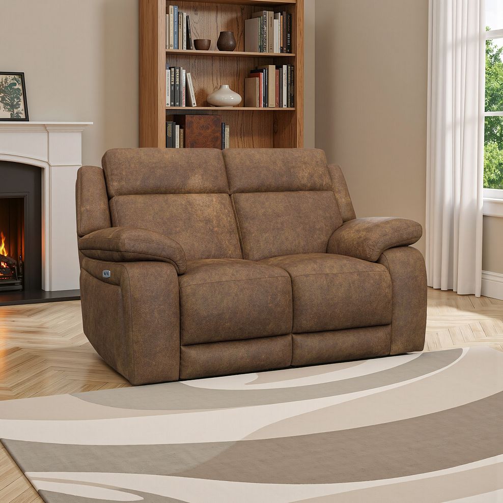Emerson 2 Seater Electric Recliner Sofa in Ranch Brown Fabric 1