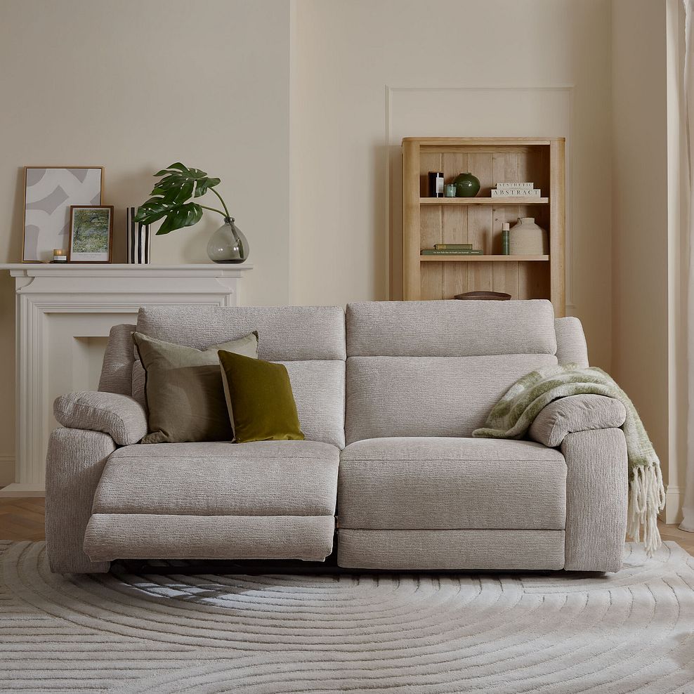 Emerson 3 Seater Electric Recliner Sofa in Luxe Natural Fabric 3
