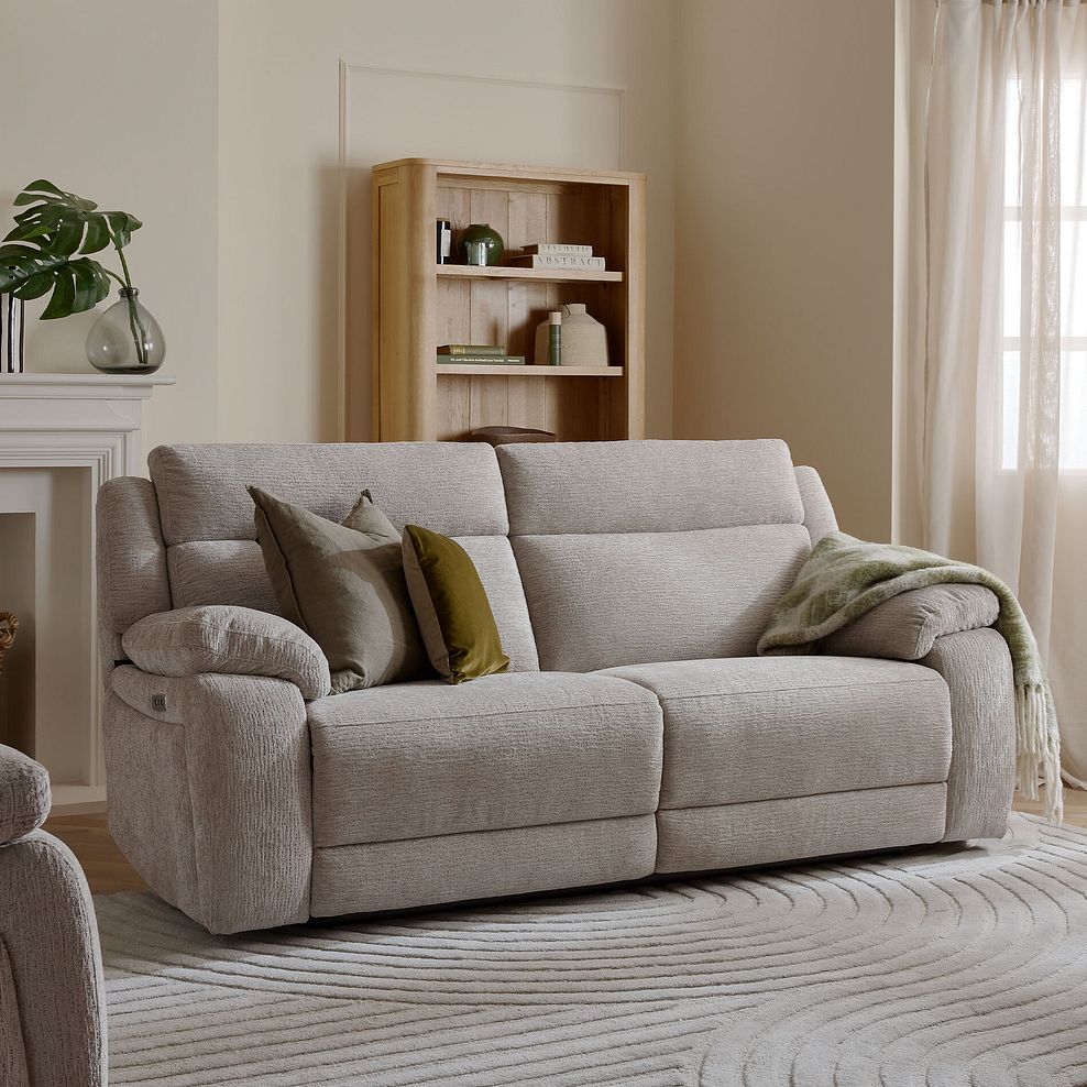 Emerson 3 Seater Electric Recliner Sofa in Luxe Natural Fabric 2