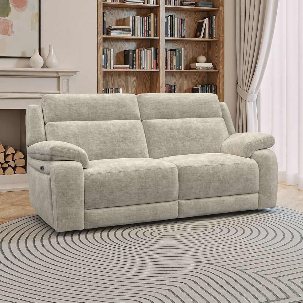 Emerson 3 Seater Electric Recliner Sofa in Plush Beige Fabric 1