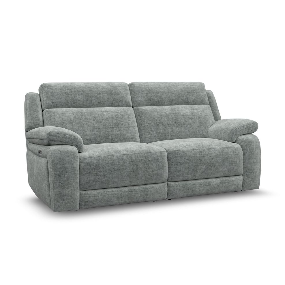 Emerson 3 Seater Electric Recliner Sofa in Plush Silver Fabric 1
