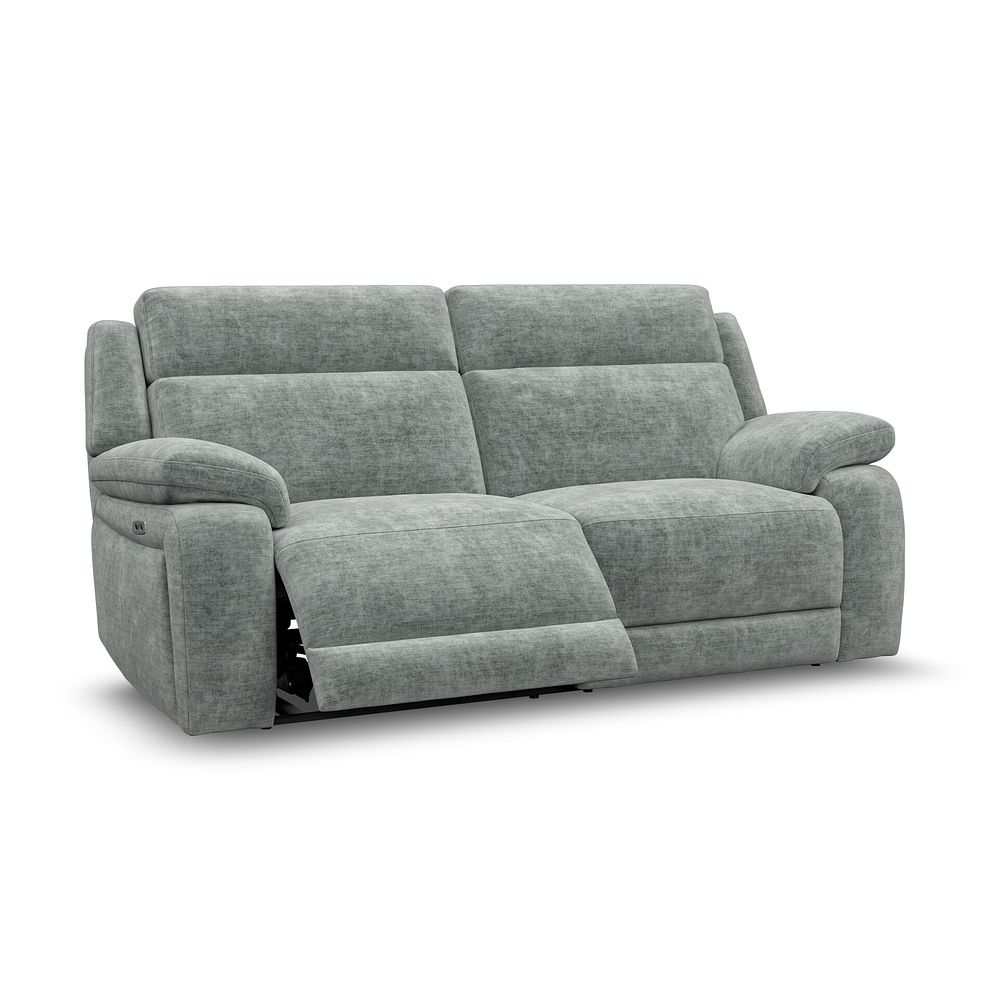 Emerson 3 Seater Electric Recliner Sofa in Plush Silver Fabric 2