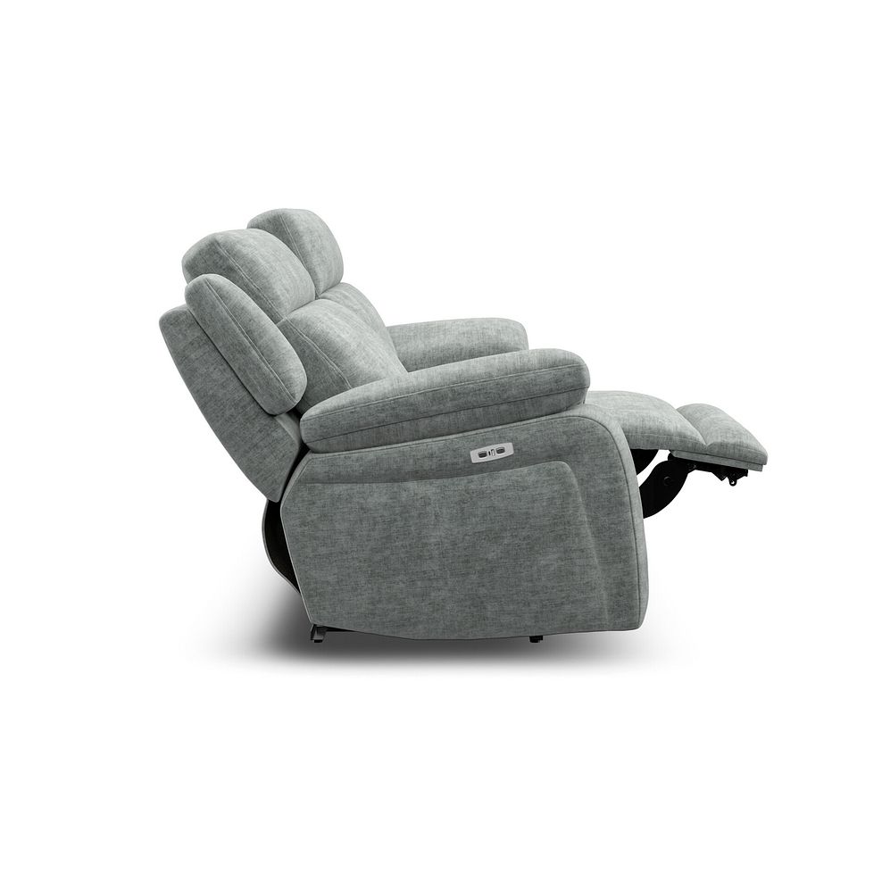 Emerson 3 Seater Electric Recliner Sofa in Plush Silver Fabric 8