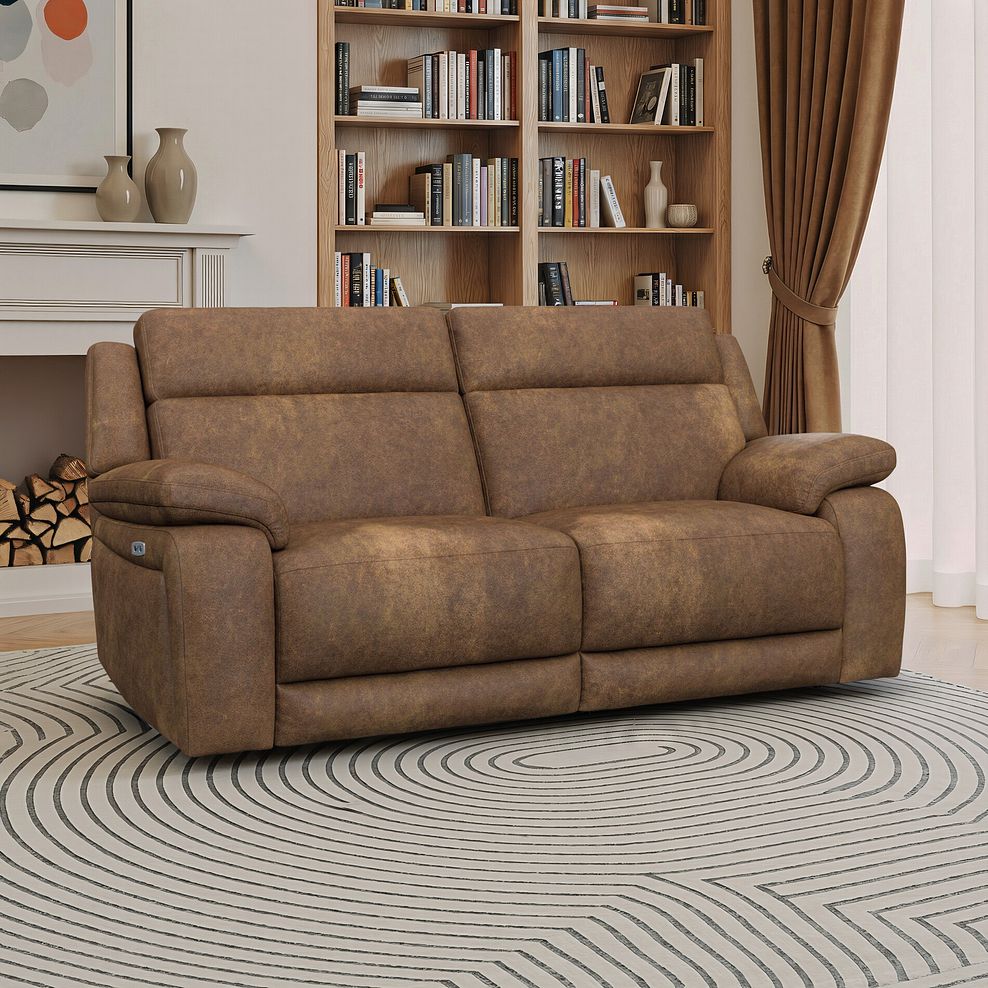 Emerson 3 Seater Electric Recliner Sofa in Ranch Brown Fabric 1