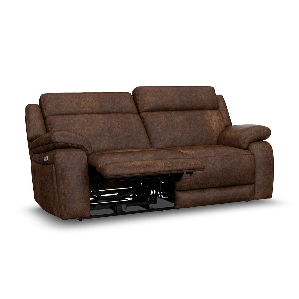 Emerson 3 Seater Electric Recliner Sofa in Ranch Dark Brown Fabric 3