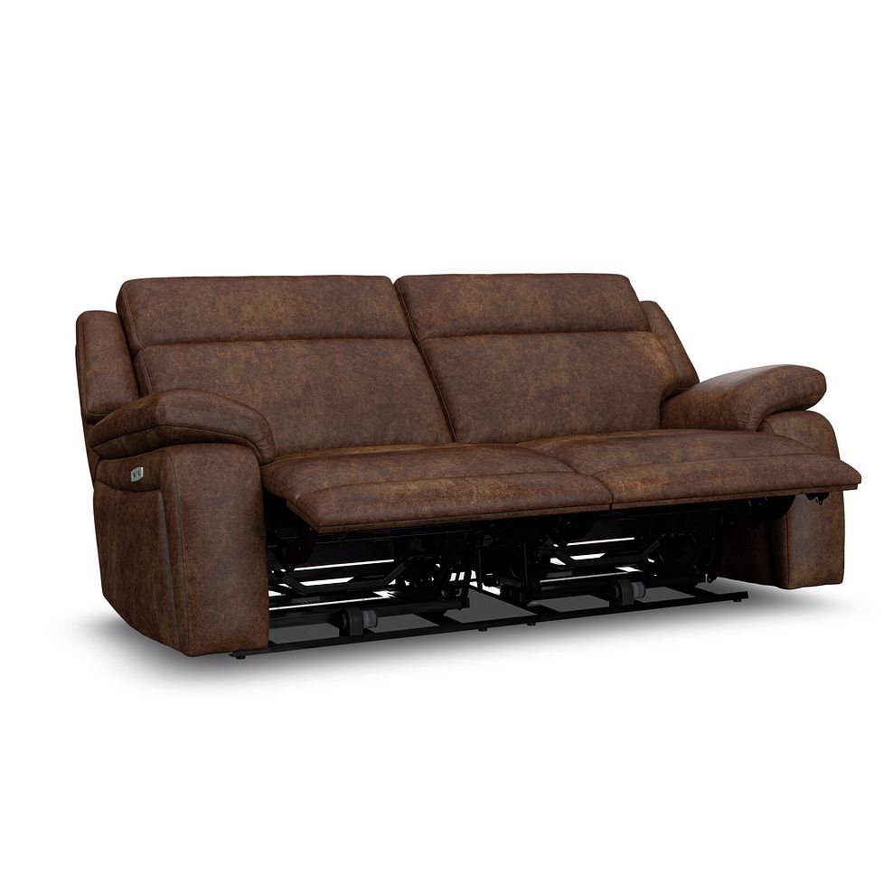 Emerson 3 Seater Electric Recliner Sofa in Ranch Dark Brown Fabric 4