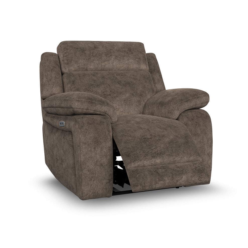 Emerson Electric Recliner Armchair in Dapple Chocolate Fabric 2