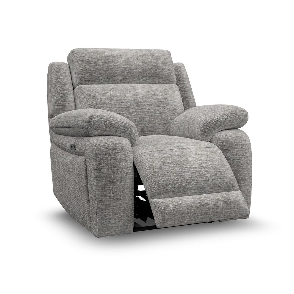 Emerson Electric Recliner Armchair in Luxe Grey Fabric 2