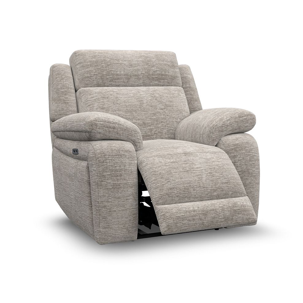 Emerson Electric Recliner Armchair in Luxe Natural Fabric 8