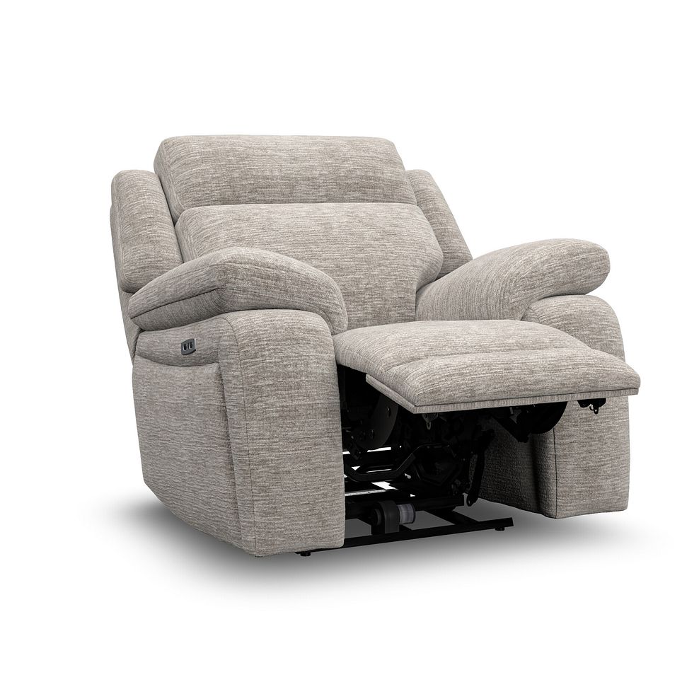 Emerson Electric Recliner Armchair in Luxe Natural Fabric 9