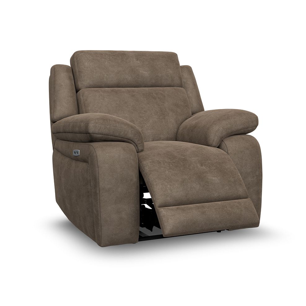Emerson Electric Recliner Armchair in Miller Earth Brown Fabric 2
