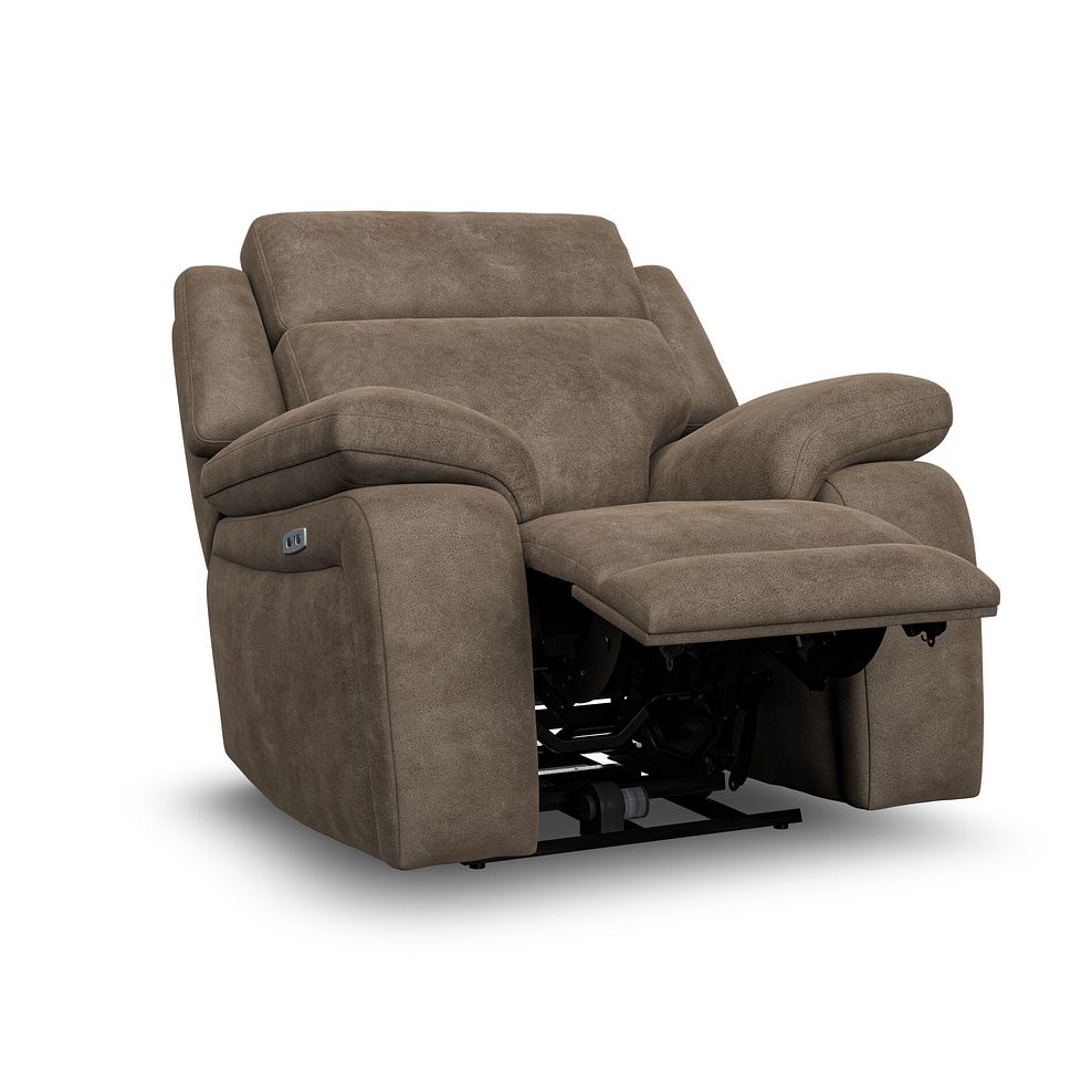 Emerson Electric Recliner Armchair in Miller Earth Brown Fabric 3